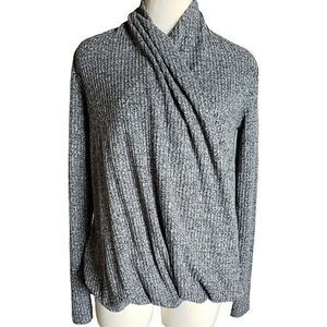 Anthropologie AKEMI+ KIN Gray Wrap Front Cardigan Boho Oversized Mod Sweater XS
